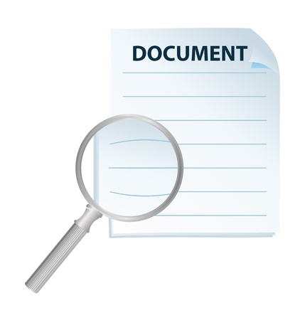 document and magnification glass isolatedのイラスト素材