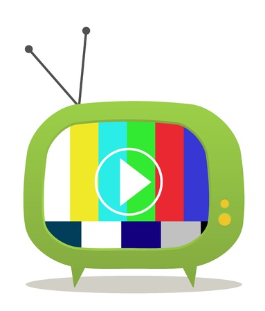 green old tv with play signのイラスト素材