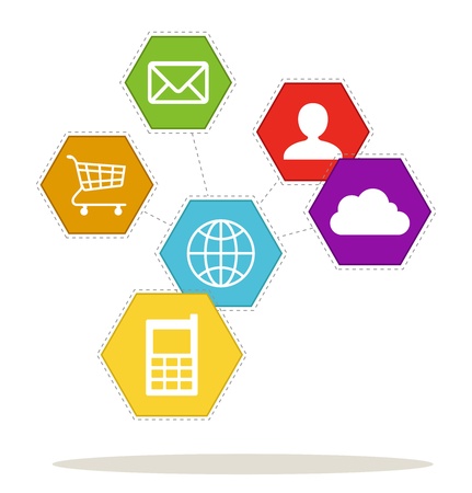 social color polygons internet and new technologyのイラスト素材