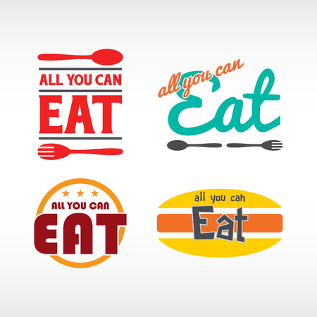 all you can eat logosのイラスト素材