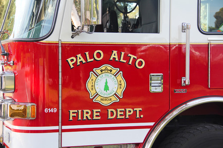 firefighter truck Palo Alto, California USA, april 2014