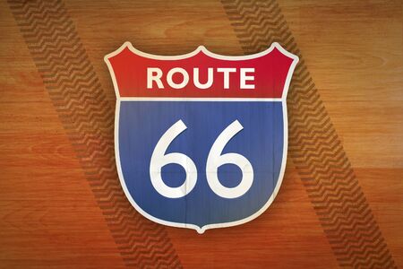 vintage route 66 sign illustrationの写真素材