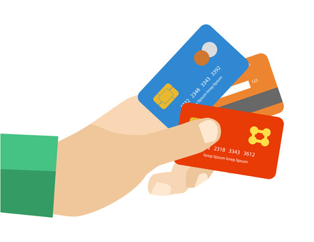 hand holding credit cards to payのイラスト素材