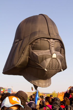 Leon, Guanajuato, Mxico - October 20 2011: Darth Vader hot air balloon rising up in the sky during balloon festivalのeditorial素材