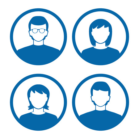 users profile silhouettes avatars in blueのイラスト素材