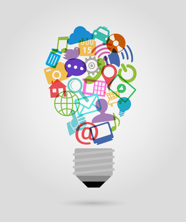 color social media icons,  bulb shapeのイラスト素材