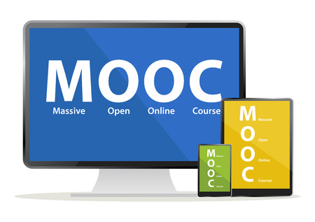 Mooc (Massive Open Online Courses)  devices for e learningのイラスト素材