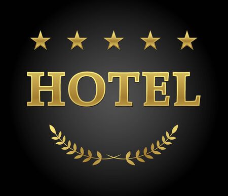 Hotel sign, five stars, in golden colorのイラスト素材
