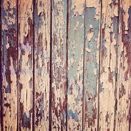 Vintage wood wall texture, peeled paintの写真素材