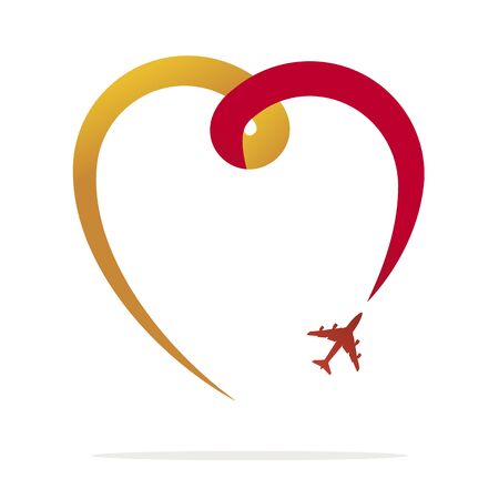 Love travel, heart and airplane design on whiteのイラスト素材