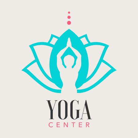 yoga center logo, with a man silhouetteのイラスト素材