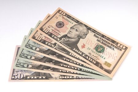 A Stack of American  50 and  10 bank notes