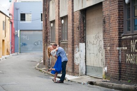 A portrait of a young happy couple in love. 