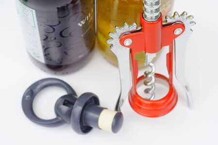 Wine Bottle And Cork Screw Shapeの写真素材