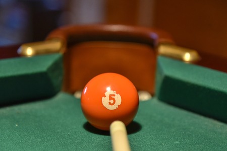 Billiard balls and cue on the pool table pool, ball, table