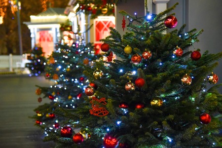 Christmas tree toys on the background of the holiday Christmas New year holiday contrastの写真素材
