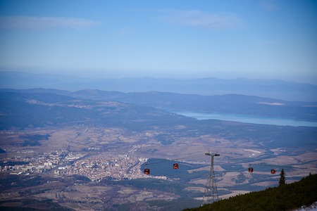 Winter Borovets Bulgaria view from the top of the mountain valleyの写真素材