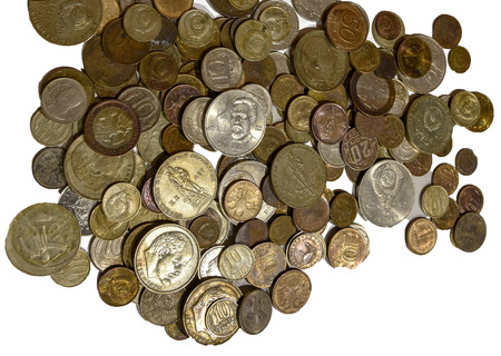a bunch of Soviet coins russia isolatedの写真素材