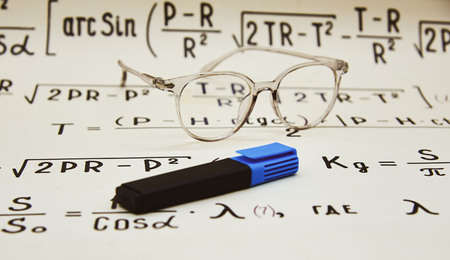 Mathematical background, handwritten formulas, points and floater