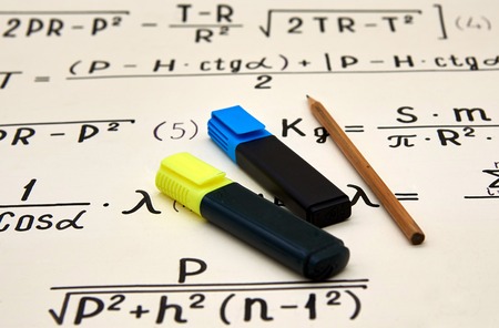 Mathematical background, handwritten formulas pointsの写真素材