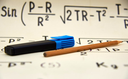 Mathematical background, handwritten formulas pointsの写真素材