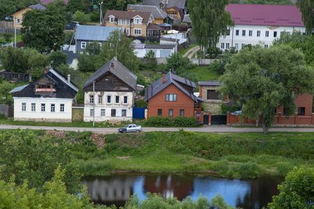 Torzhok. Town in Tver Oblast, Russia , June 2019, view of a small provincial town. Summer landscape.のeditorial素材