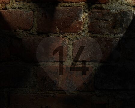 A pattern of light and shadow on a brick wall, a heart as a symbol of Valentine's Day. The illustration is based on my own photo.の写真素材