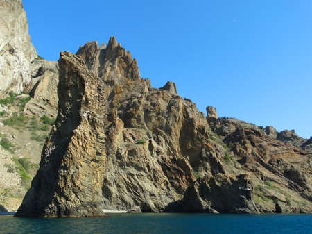 Majestic Rocks rising from the sea. The natural background of the sea landscape.の写真素材