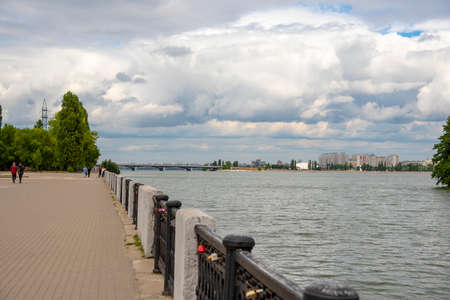 Russia, Voronezh, August 2020. Embankment of the Dnieper river in Voronezh on a cloudy summer day.の写真素材