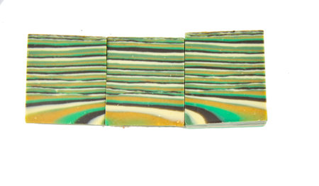 Fragrant organic multi-colored soap on a white background. Natural products, healthy lifestyle.の写真素材