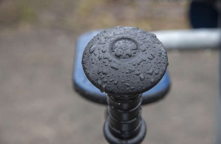 Part of a street sports simulator in raindrops. abstract background.の写真素材