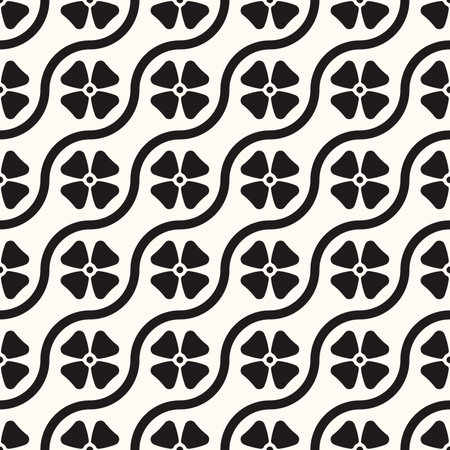 Vector Geometric Abstract Seamless Monochrome Pattern Texture Repeating Backgroundのイラスト素材