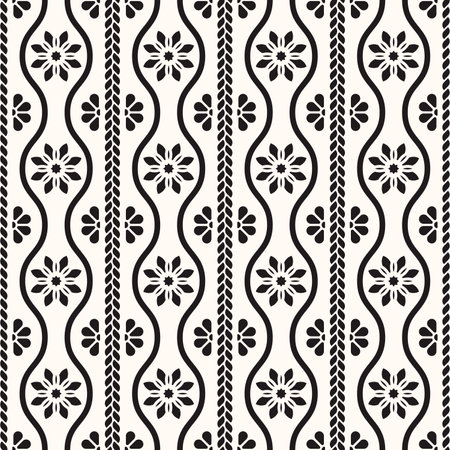 Vector Geometric Abstract Seamless Monochrome Pattern Texture Repeating Backgroundのイラスト素材