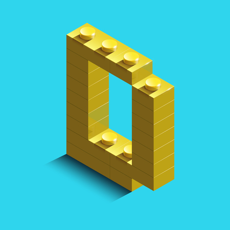3d isometric letter A of the alphabet from bricks. 3d isometric plastic letter from the blocks.のイラスト素材