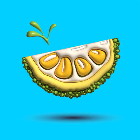 3d render realistic of jackfruit slice with different types of minimalism in a cartoon style. Design...