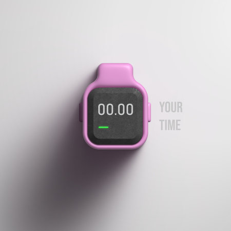 Smart watch on white background. 3d illustration. copyspace. Realistic pink 3d smart watch