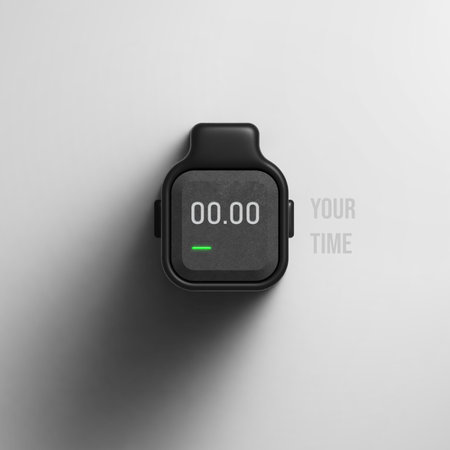 3d rendering of a smart watch on white background with copy space. Realistic black 3d smart watchの写真素材