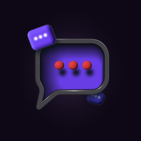 3d render chat bubble icon. 3D speech bubble icon on a black background. neumorphic and glassmorphism icon designの写真素材
