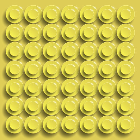 Abstract background with yellow circles on a yellow background. seamless pattern of building blocksの写真素材
