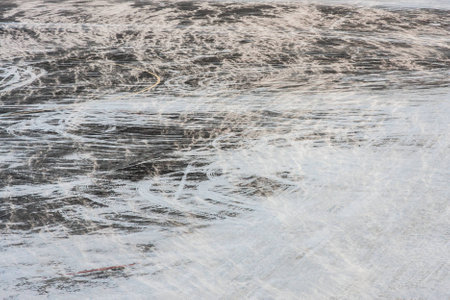 Beautiful abstract snow blizzard dynamic pattern for design, background and texture. Picture made at the airport, weather is windy.の写真素材