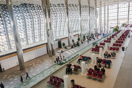 Simferopol, Russia - April 17, 2018: New modern passenger terminal Simferopol international airportのeditorial素材