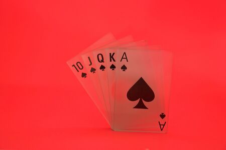 Crystal Playing Cards over bright redの写真素材