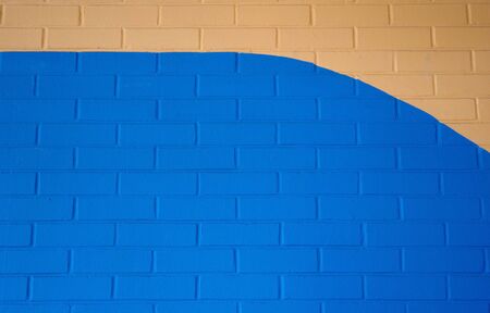 Two Tone Blue Brick Wall Backgroundの写真素材