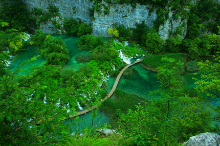 A view above Plitvice canyon, Croatiaの写真素材