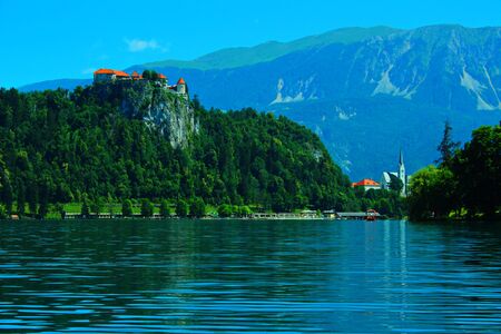 Bled lake ladscape, Bled, Sloveniaの写真素材
