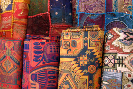 Colorful fabrics at the market.