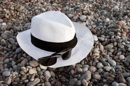 Summer vacation accessories - hat and sunglassesの写真素材