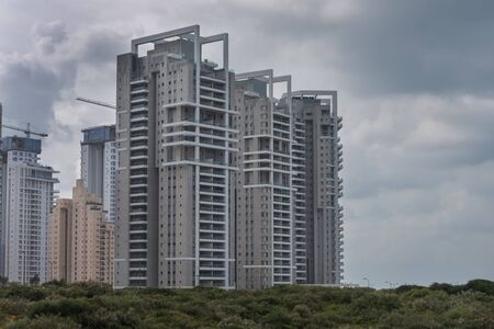 Modern residential buildings in Netanya in Israel on the shores of the Mediterranean Sea. City...