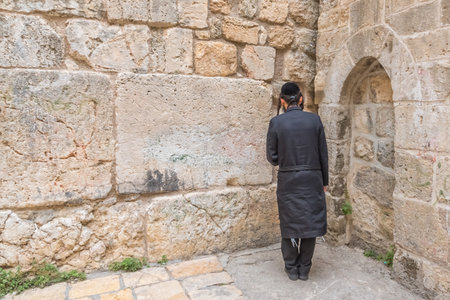 Jerusalem, Israel - 6 May 2018: Little Western Wall, HaKotel HaKatan, the Small Kotel, the Kleiner Koisel. Holy places Travel photoのeditorial素材