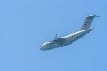 Military airplane in the sky over the sea in Tel Aviv. Independence Day in Israel. Israel Air Force...